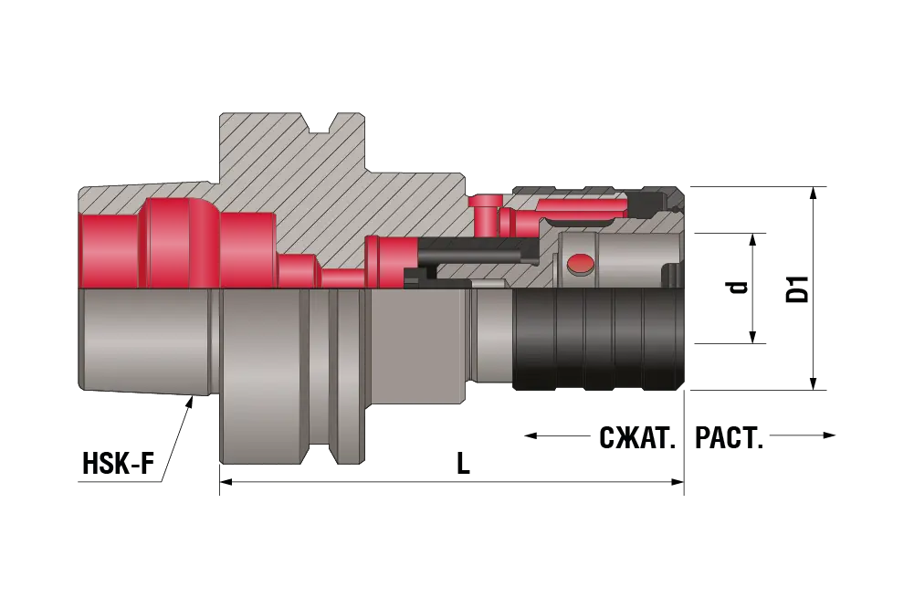 Резьбонарезной патрон с компенсацией для быстросменных адапторов HSK-63F-KWFLK2-119, HSK-F63, адаптер KWES2B, L=119