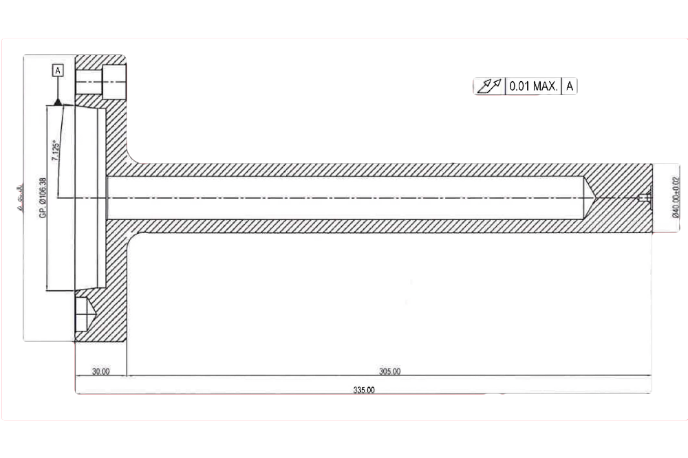 Контрольная (тестовая) оправка A2-6-MASTER MANDRELL-DIA40, L=335 мм