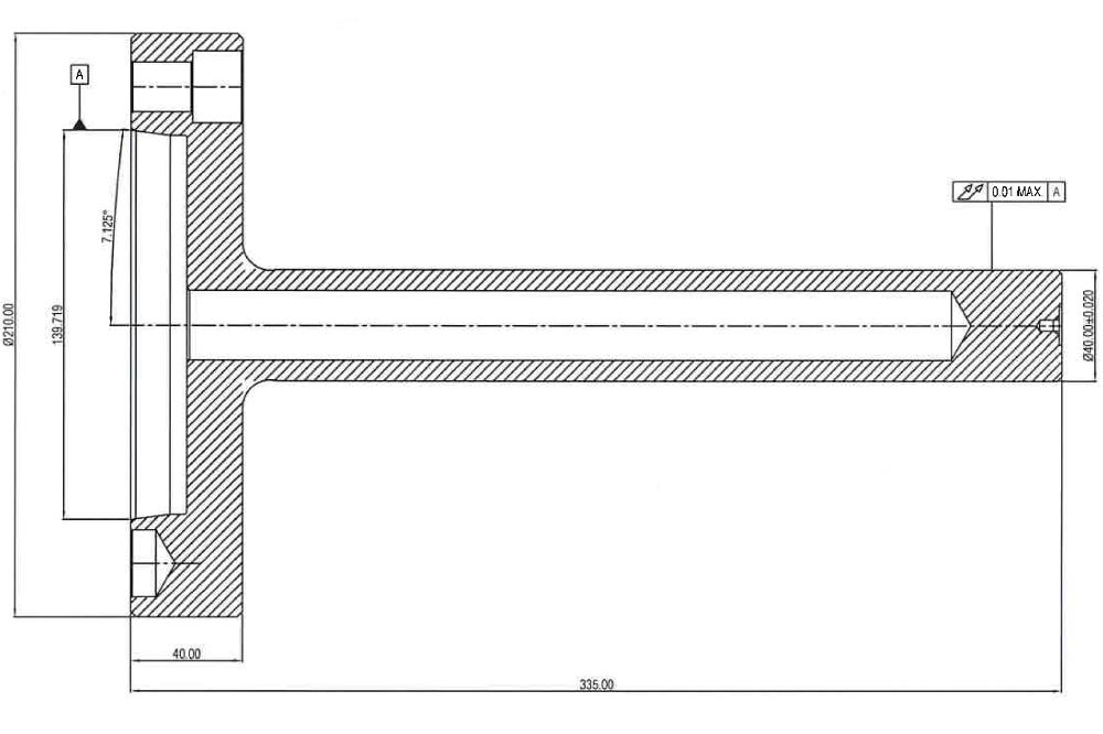 Контрольная (тестовая) оправка A2-8-MASTER MANDRELL-DIA40, L=335 мм