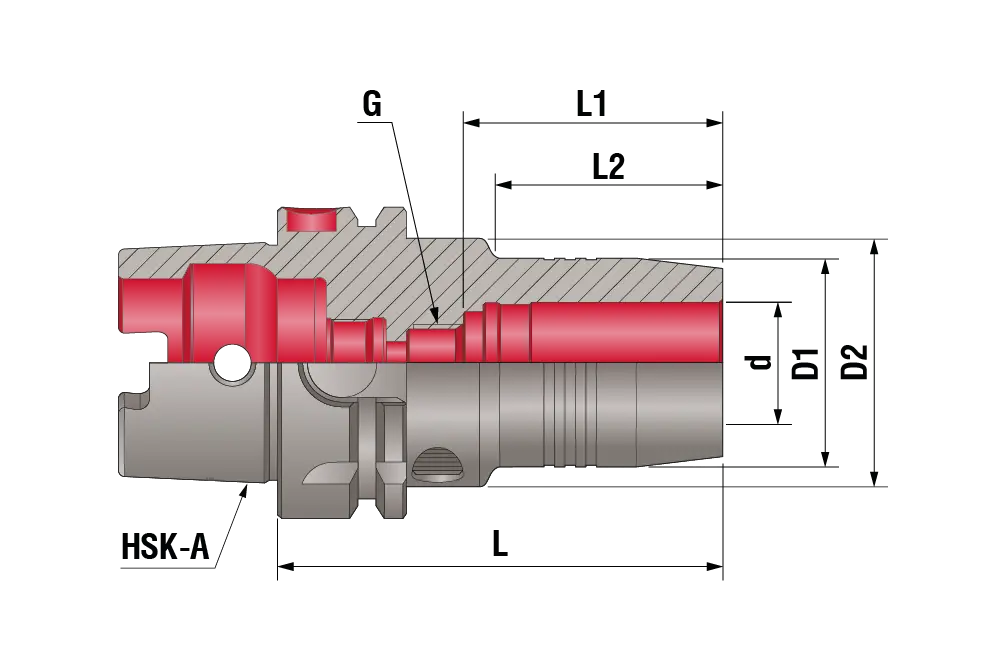 Гидропластовый патрон HSK-A100-HC08-200-2.5G, HSK-A100, d=8, L=200