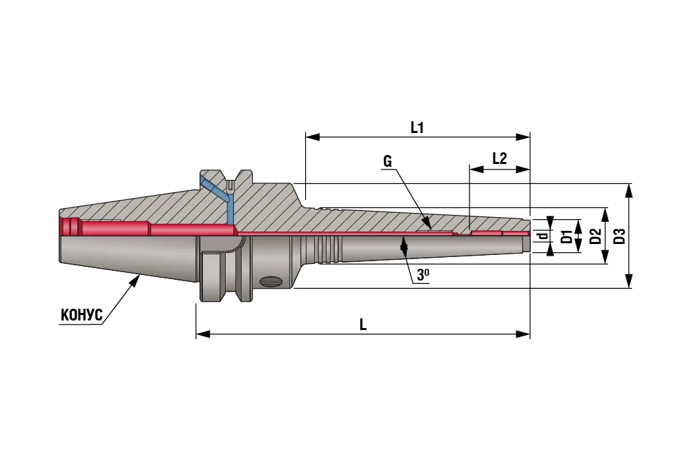 Гидропластовый патрон (тонкий) BT40-HC04-090 SLIM AD+B, 2.5G, BT40, d=4, L=90
