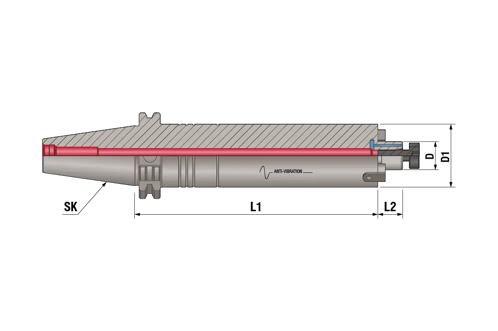 Гидропластовый антивибрационный патрон для торцевых фрез SK50-HC-FMH-K40-400 AD/AV, SK50, D=40, L=400