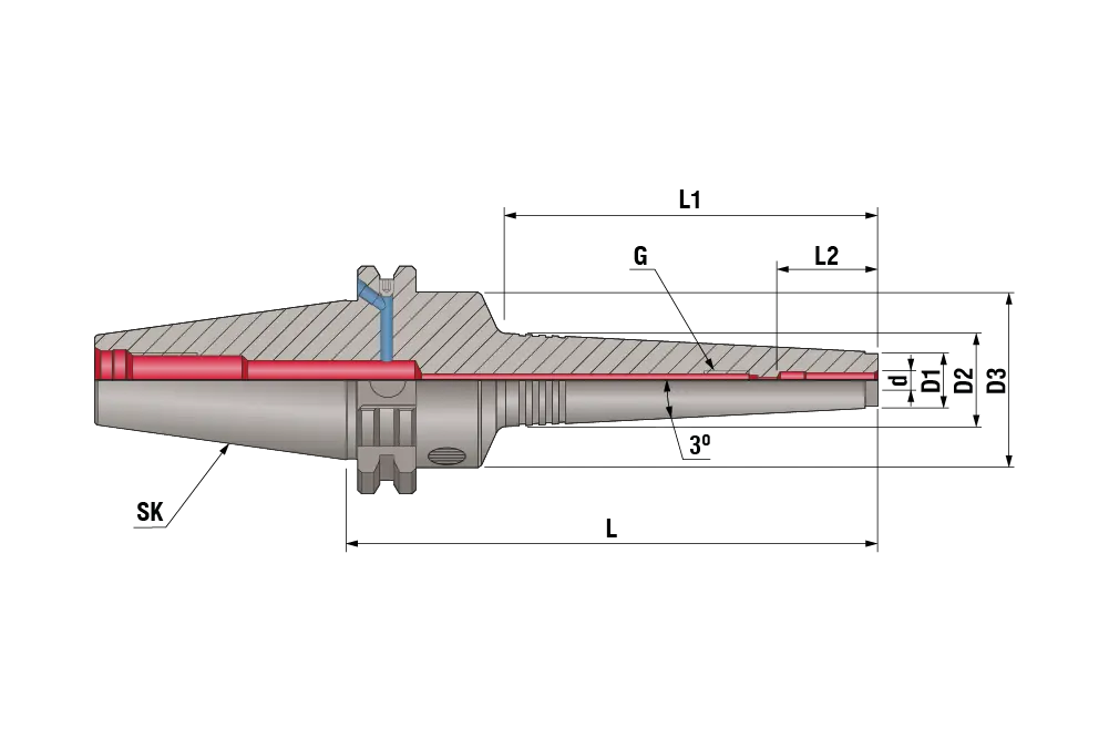 Гидропластовый патрон (тонкий) SK40-HC03-075 SLIM AD+B, 2.5G, SK40, d=3, L=28