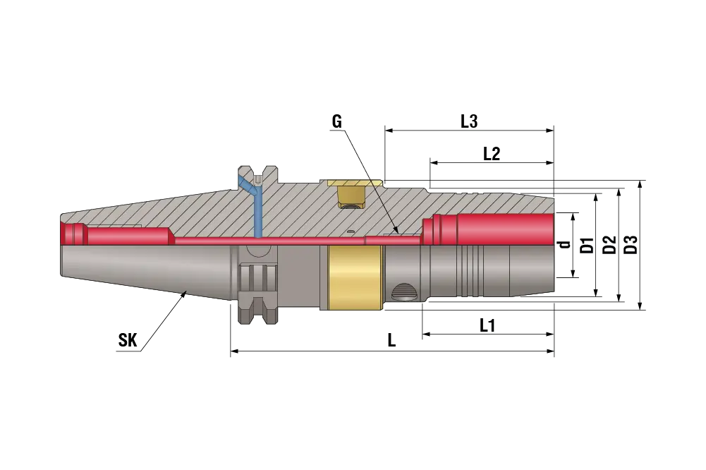 Гидропластовый патрон с регулировкой биения SK40-HC20-130 AD+B/RD, 2.5G