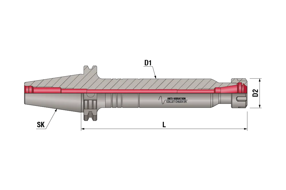 Антивибрационный цанговый патрон тип ER SK40-ER20-300 AD/AV, SK40, цанга ER20, L=300