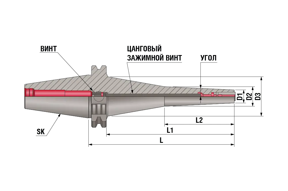 Оправка для штампов и прессформ SK40-DMC06-060 AD, 2.5G, SK40, цанга DMC06, L=60 мм