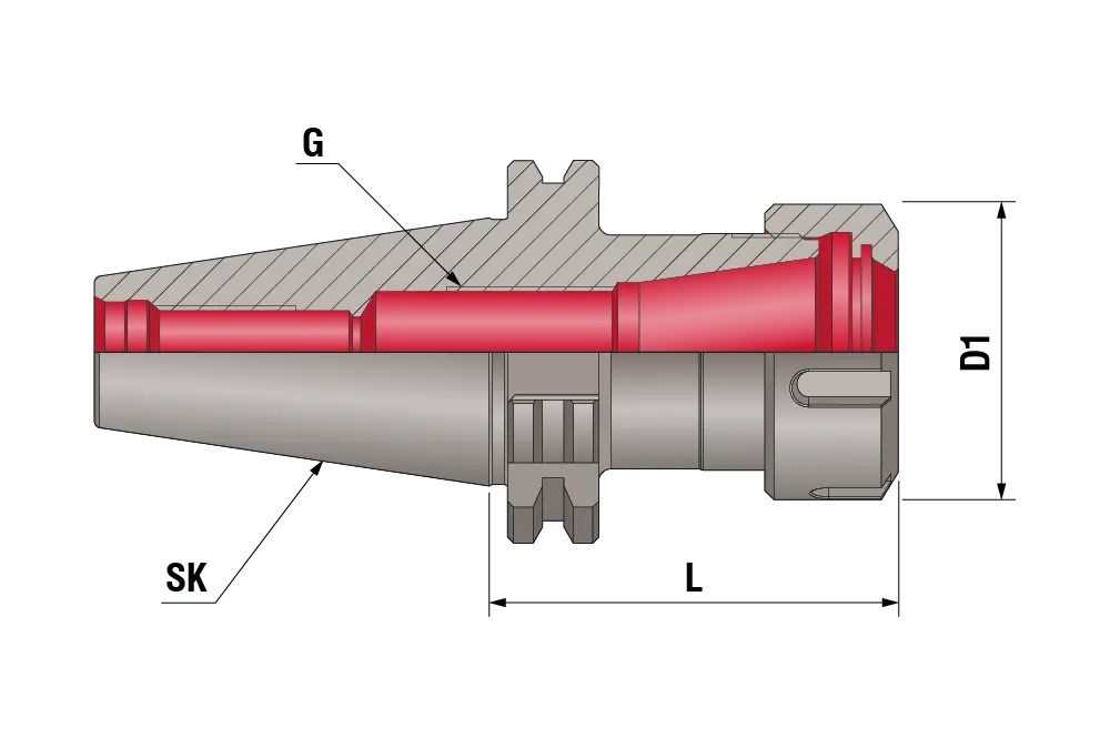 Цанговый патрон SK40-ER20-070 AD, 6.3G, SK40, цанга ER20, L=070 мм