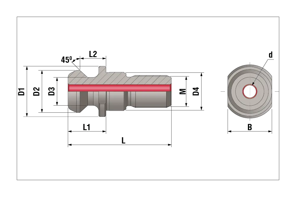 Штревель PS-MAZAK-BT40 W/TC, MAZAK-BT40, резьба M16, L=44.1 мм