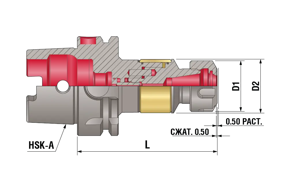 Патрон резьбонарезной с микрокомпенсацией HSK-A100-ER20-097 MLC, ER20, L=97