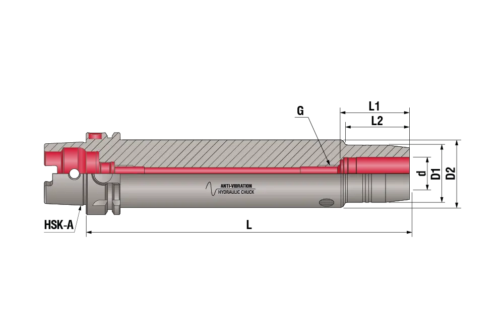 Гидропластовый антивибрационный патрон HSK-A63-HC25-300 AD/AV, HSK-A63, d=25, L=350