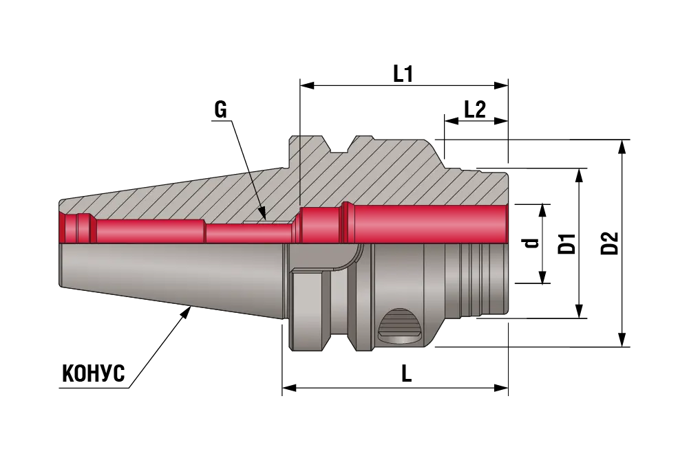 Гидропластовый патрон BBT50-HC08-090-2.5G, BBT50, d=8, L=90