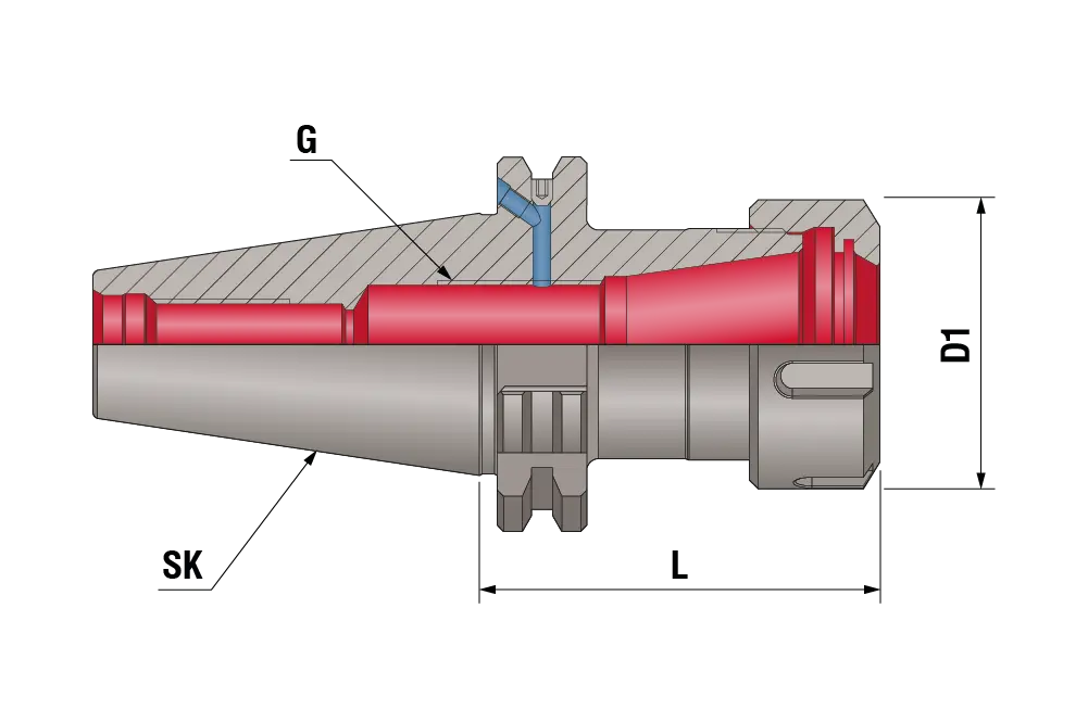 Цанговый патрон SK40-ER20-100 AD+B, 6.3G, SK40, цанга ER20, L=100 мм